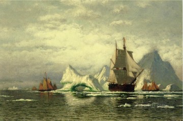 北極捕鯨船 氷山に囲まれて帰途 ボート海景 ウィリアム・ブラッドフォード Oil Paintings